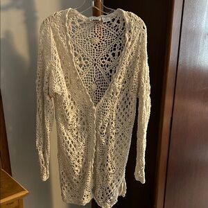 Boho Hippi Cream Open-Knit Cardigan. Size Medium